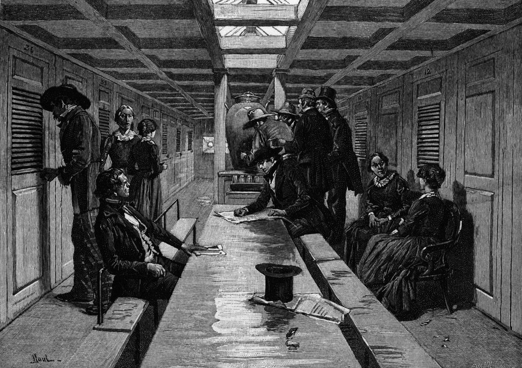 Detail of Men And Women In Steamer Cabin by Anonymous
