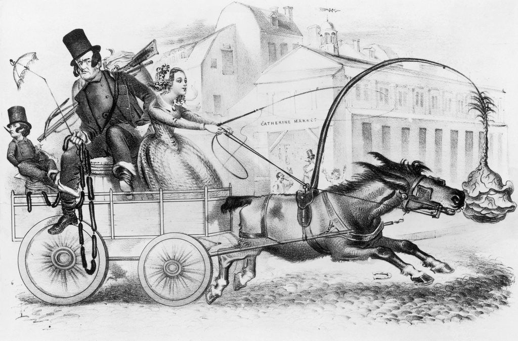 Detail of People in Horse Drawn Carriage by Anonymous