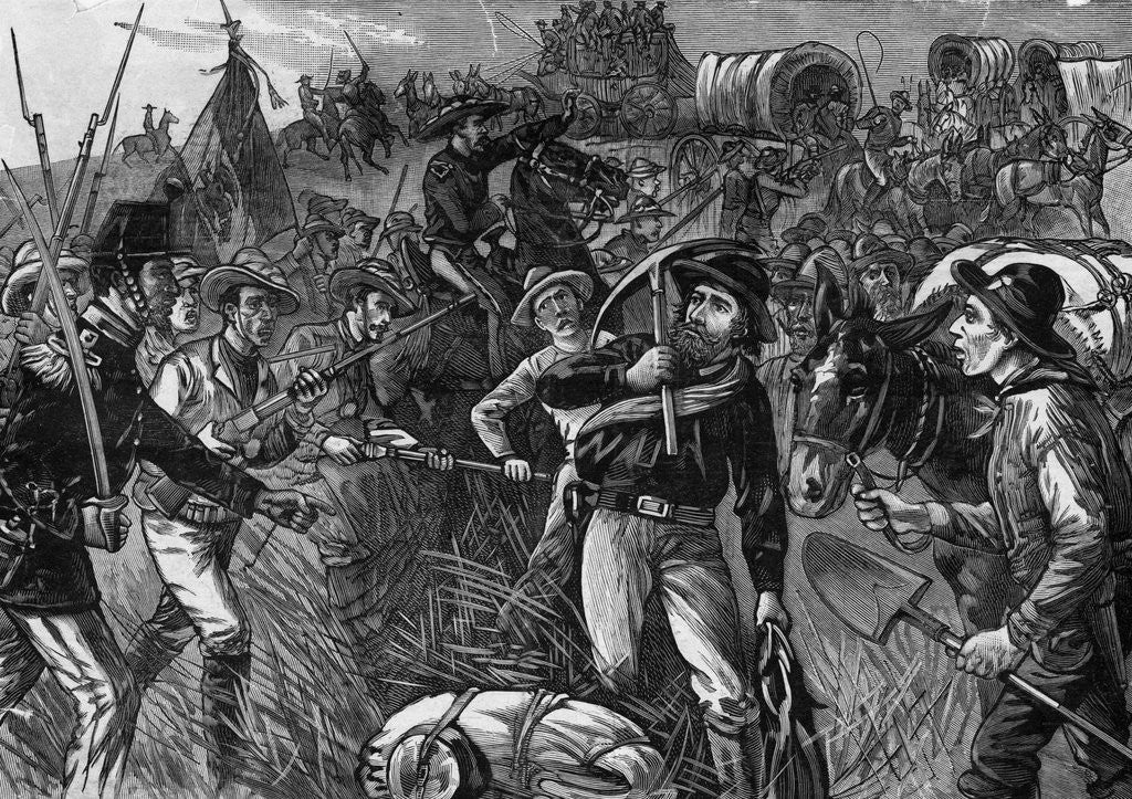 Detail of Illus.;Gold Seekers Halted By Mexicans by Anonymous