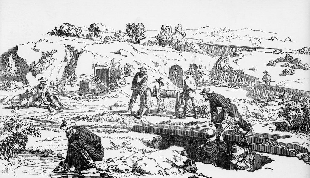 Detail of Illustration of How California Gold Mines Were Worked by Anonymous