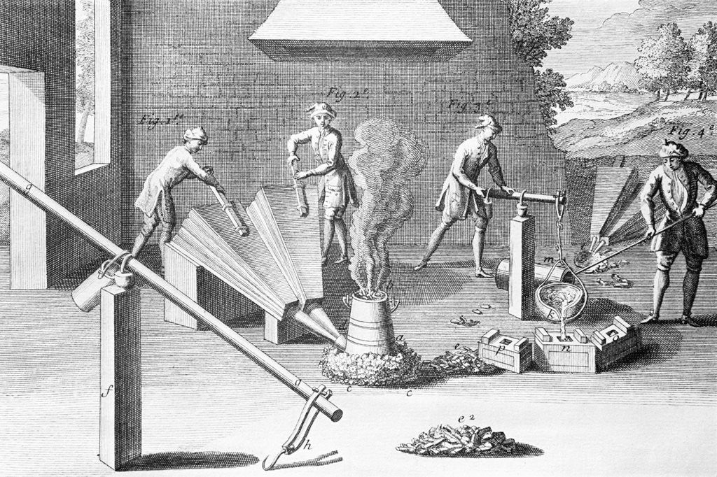 Detail of 18th-Century Engraving of Iron Casting by Anonymous