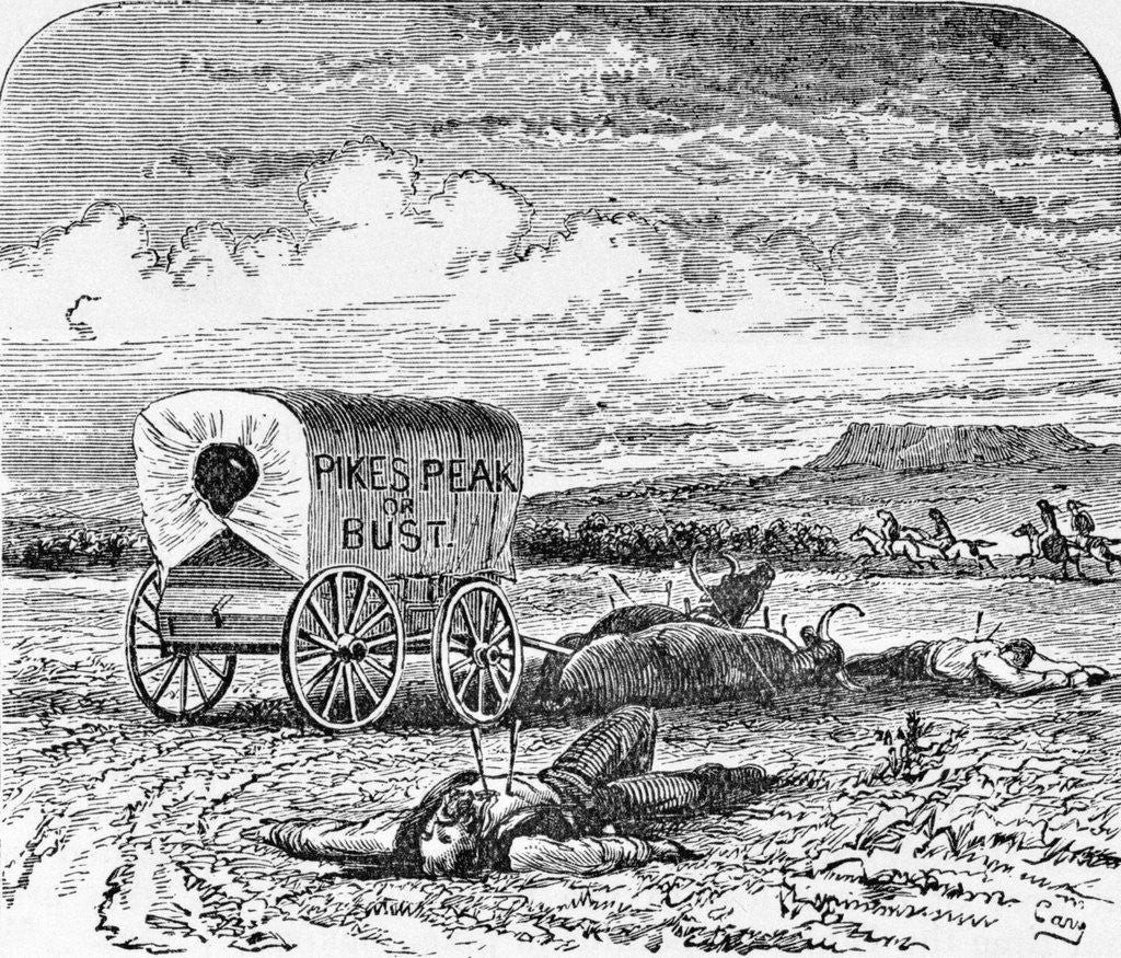 Detail of Illus. Of Men Lying Dead Beside Wagon by Corbis
