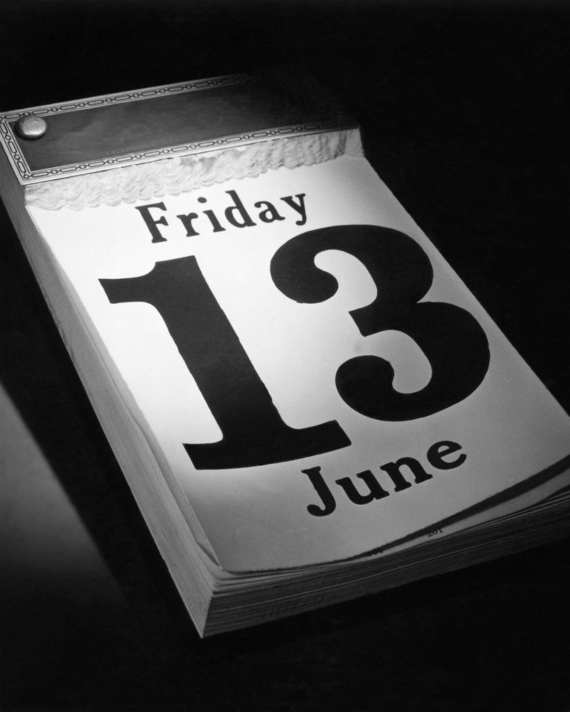Detail of Friday the 13th Page on Desk Calendar by Anonymous