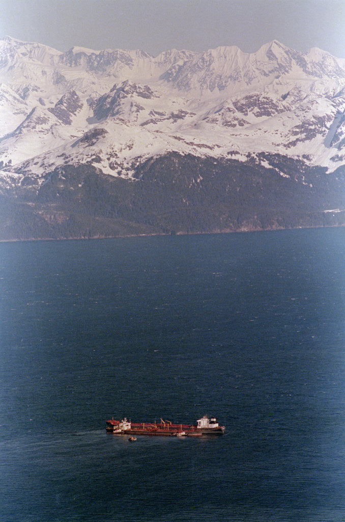 Detail of Aerial Of Exxon Valdez & Mountains by Anonymous