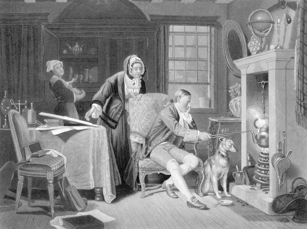 Detail of James Watt Illus.;Seated At Fireplace,Dog by Anonymous