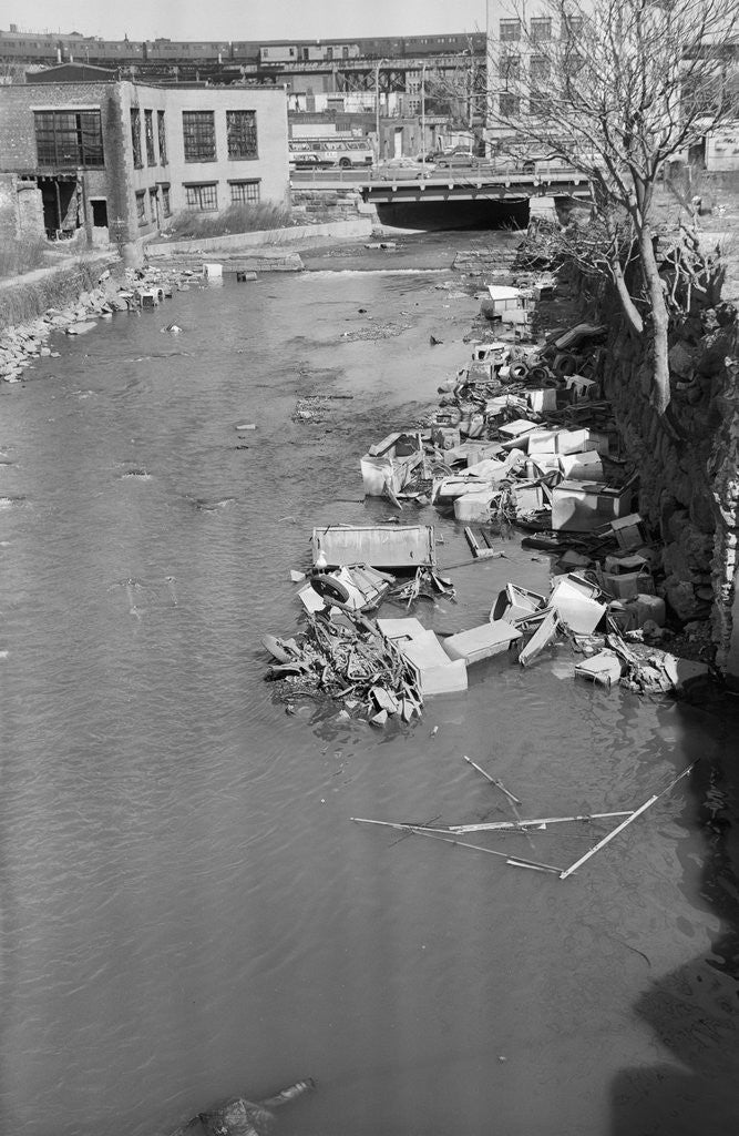 Detail of Stream Polluted with Automotive and Household Waste by Anonymous