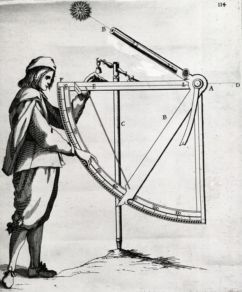 Detail of Illustration of a Man Using a Large Sextant by Anonymous