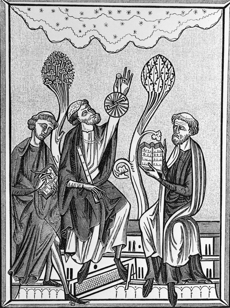 Detail of Medieval Illus. Of 3 Men Observing Sky by Corbis