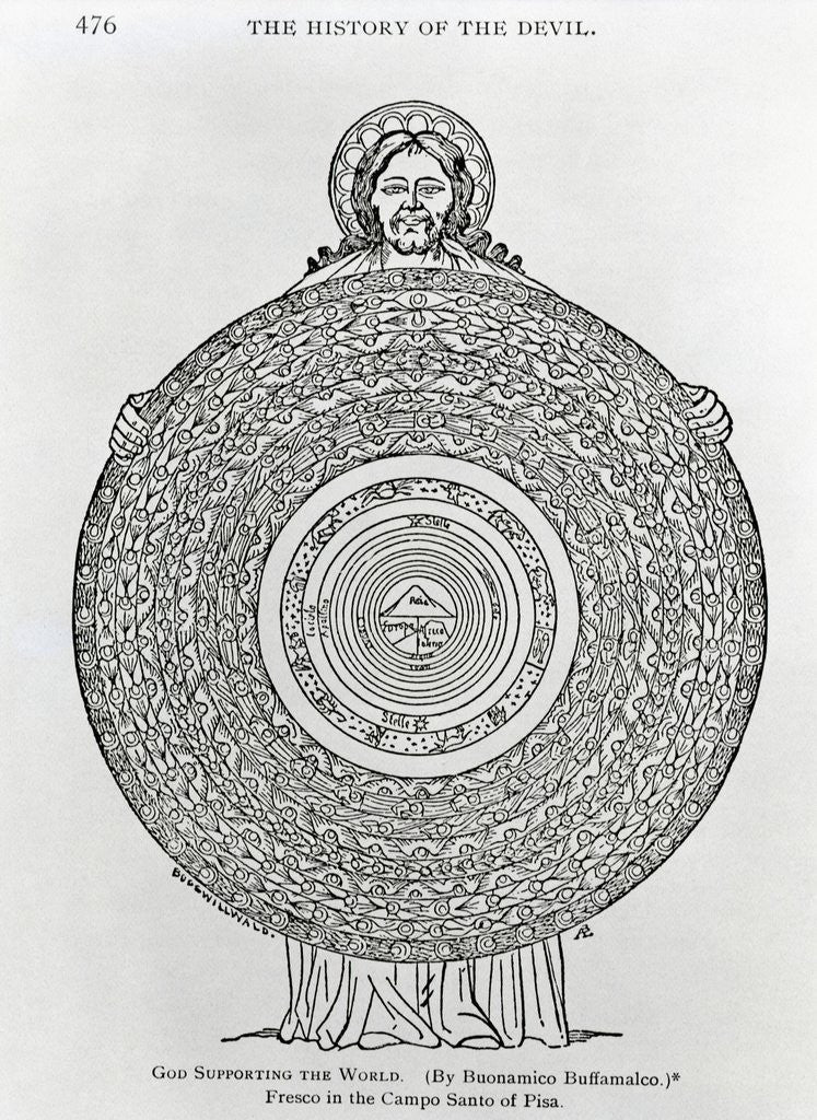 Detail of God Figure Holding Disc-Shaped World by Anonymous