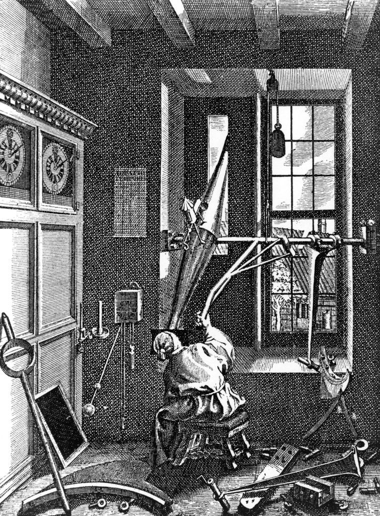 Detail of Engraving of Ole Roemer Using His Meridian Circle by Anonymous