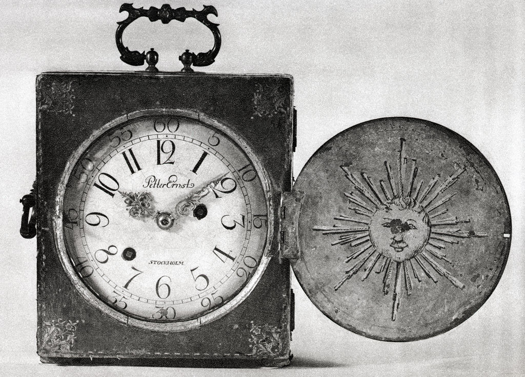 Detail of Swedish Clock W/Sun On Face Cover by Anonymous