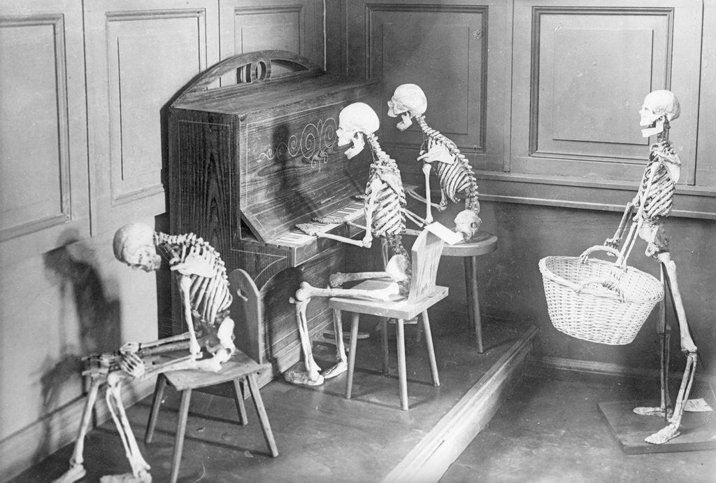 Detail of Skeletons Shown Playing Piano, Etc by Corbis