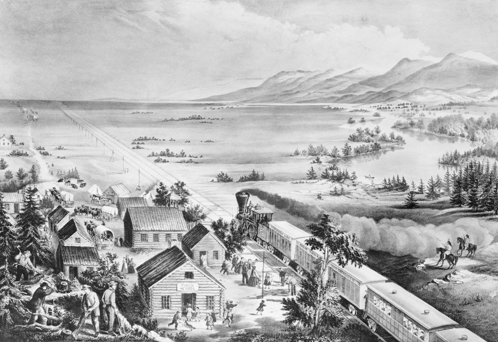 Detail of Westward the Course of Empire Takes its Way Lithograph by Currier & Ives