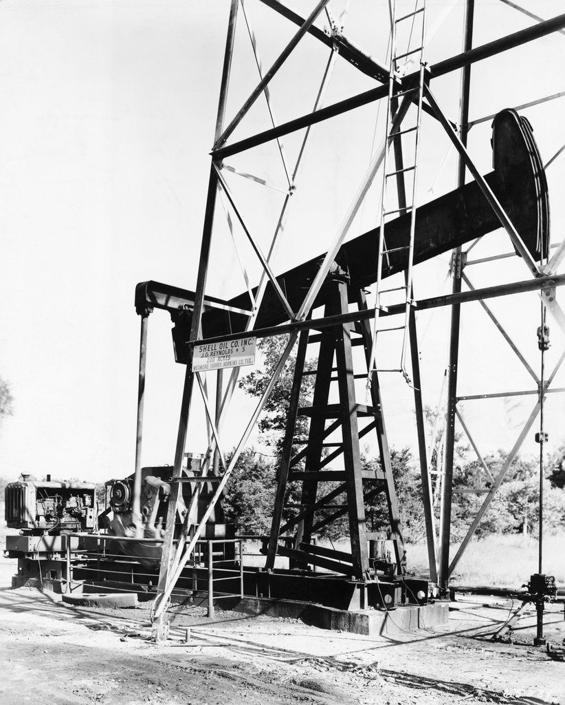 Detail of Oil Derrick Pumping Closer Up by Anonymous