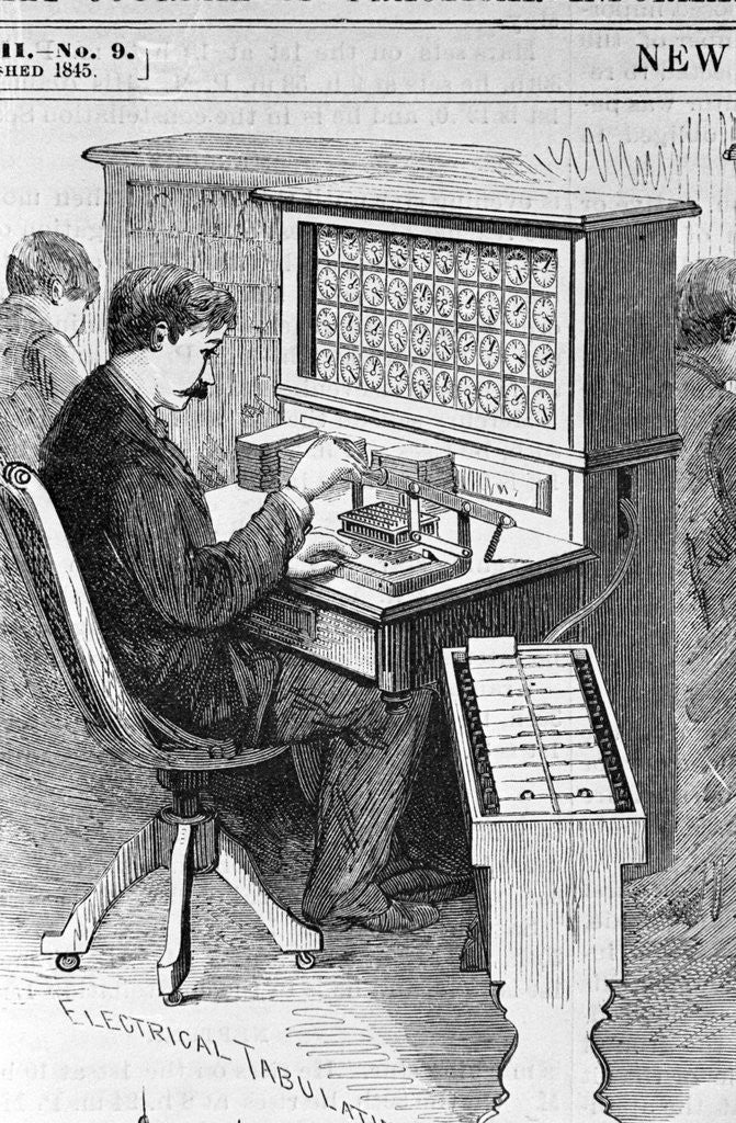 Detail of Man Punches Cards Into Tabulating Machin by Anonymous