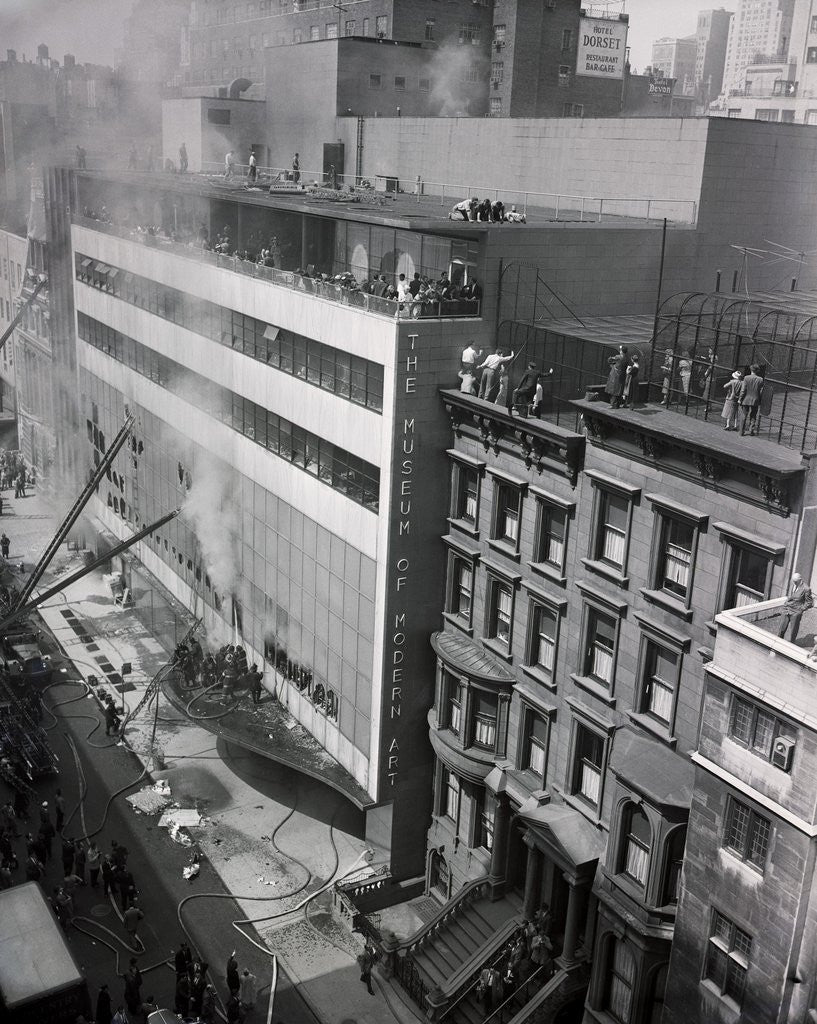 Detail of People Evacuating Museum During Fire by Corbis