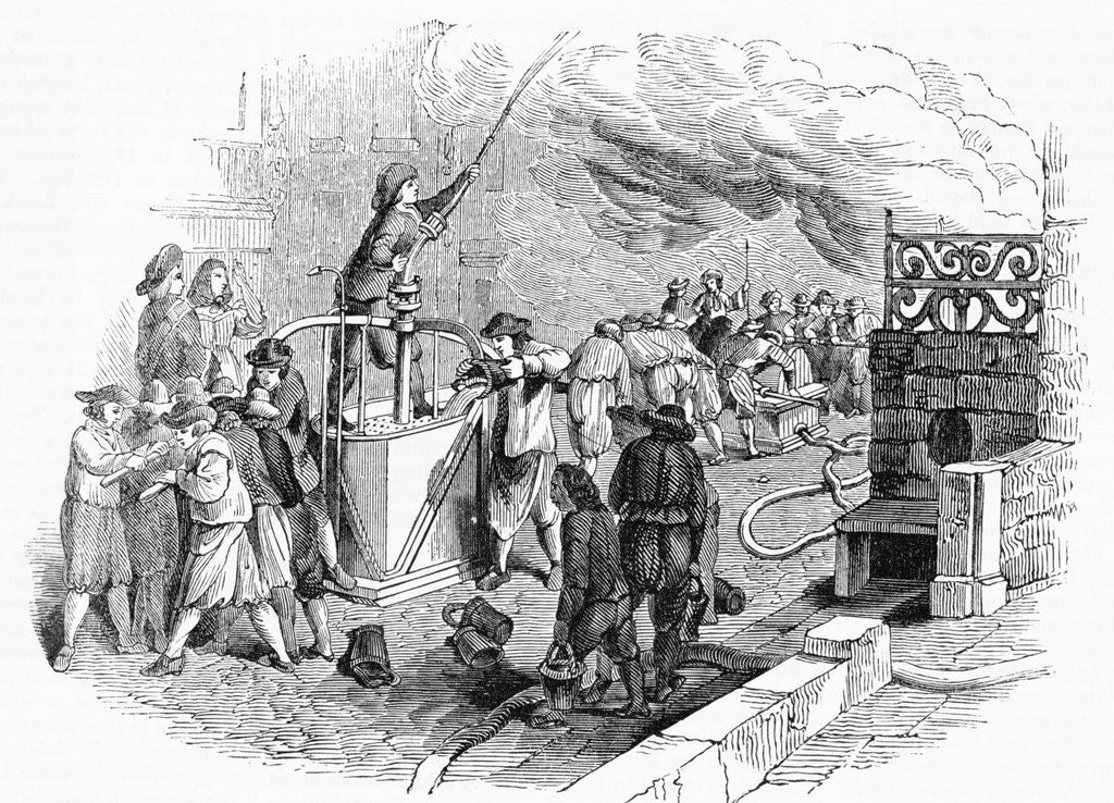 Detail of First Fire Engine; Illustration by Anonymous