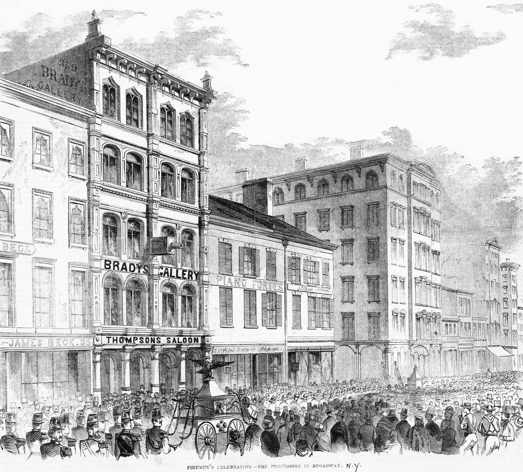 Detail of Firemen'S Parade In Nyc; Illustration by Anonymous