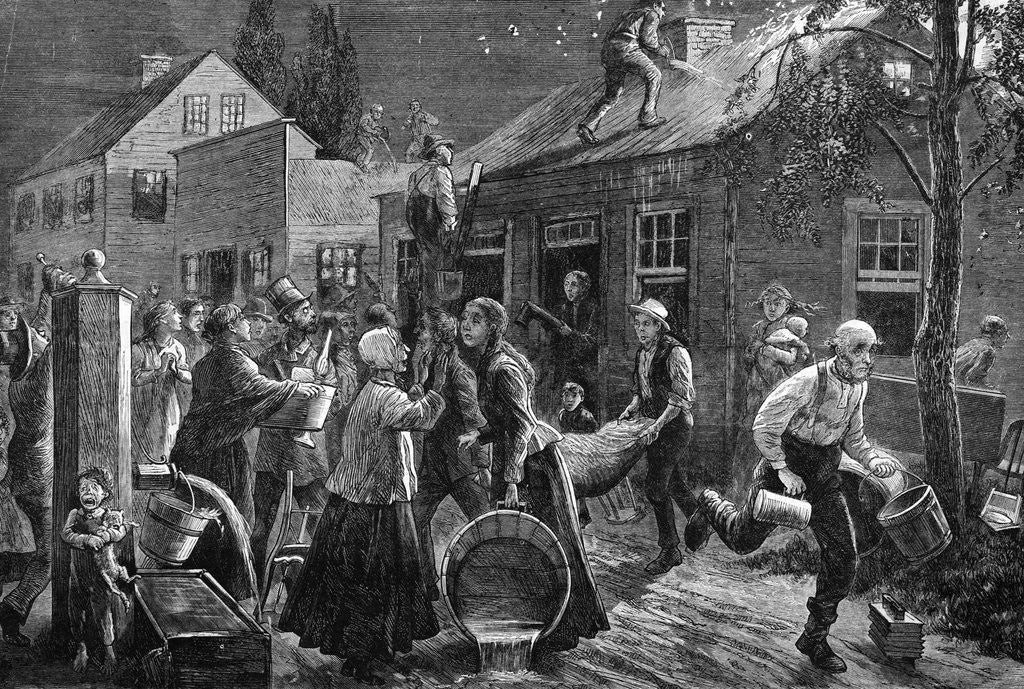 Detail of Villagers Fighting Threat Of Fire by Anonymous