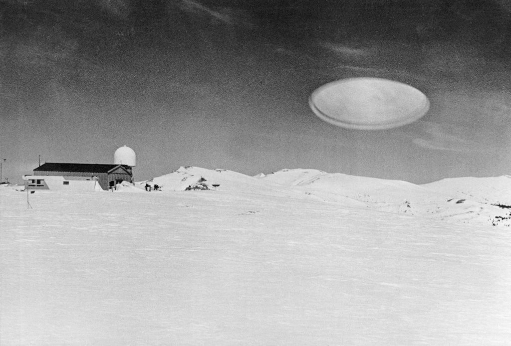 Detail of Ufo Over Barn In Snow Covered Field by Anonymous