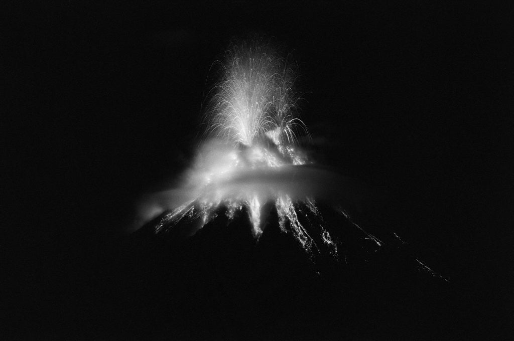Detail of Mayon Volcano Erupting at Night by Anonymous