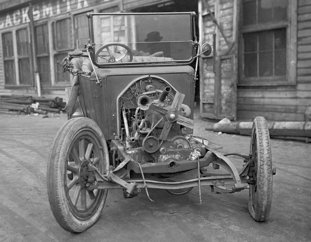 Detail of Exposed Engine of Early Automobile by Anonymous