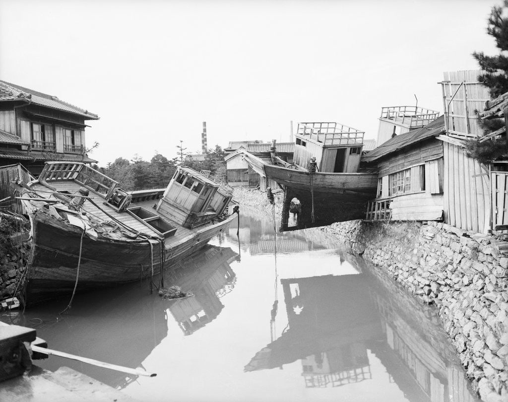 Detail of Fishing Boat Crushing Canal Building by Anonymous