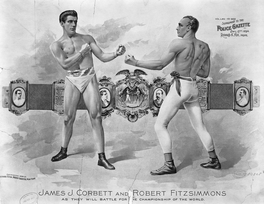 Detail of 19th Century Boxers Facing Off by Corbis