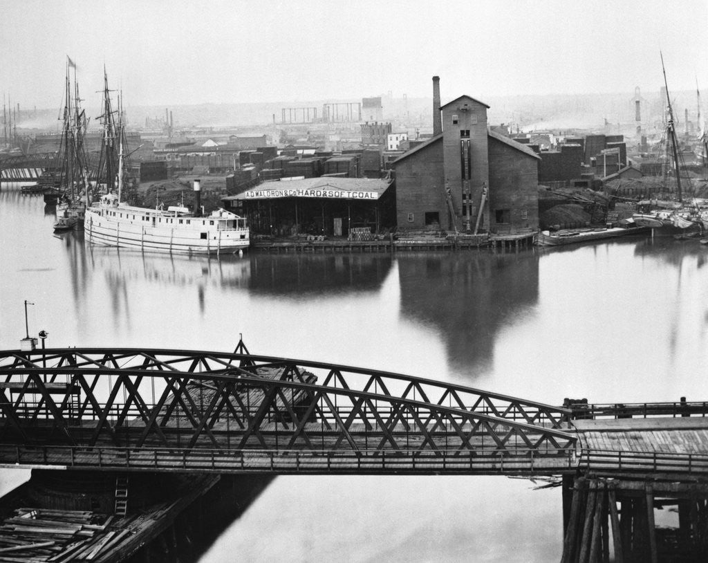 Detail of River And Bridge; Chicago Fire by Anonymous