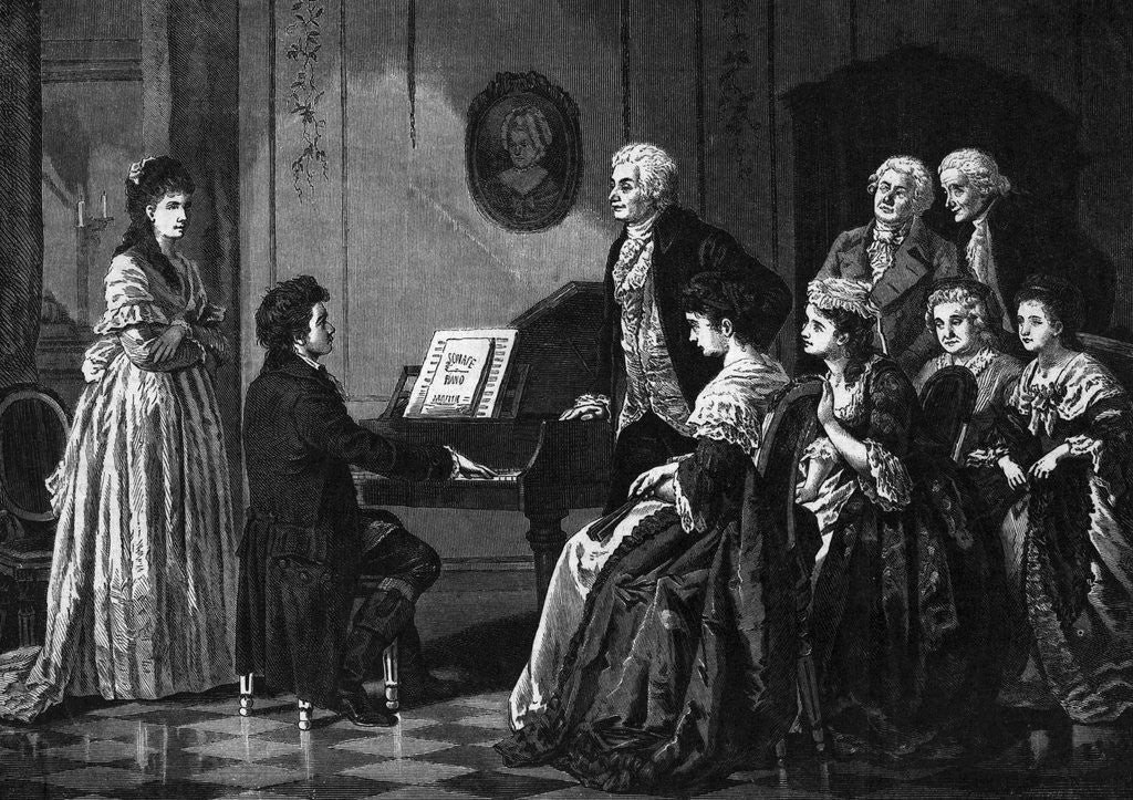 Detail of Illustration of Beethoven Performing Before Mozart by Anonymous