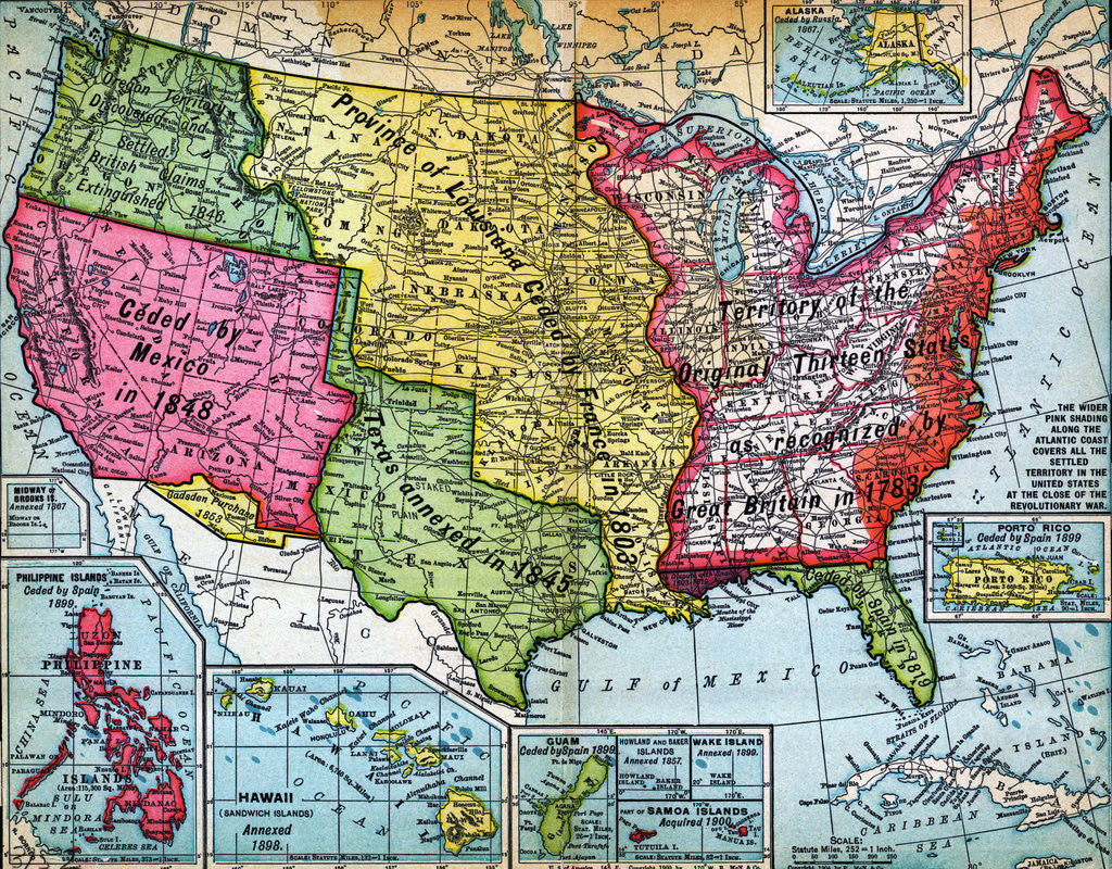 Detail of Map of United States Expansion by Corbis