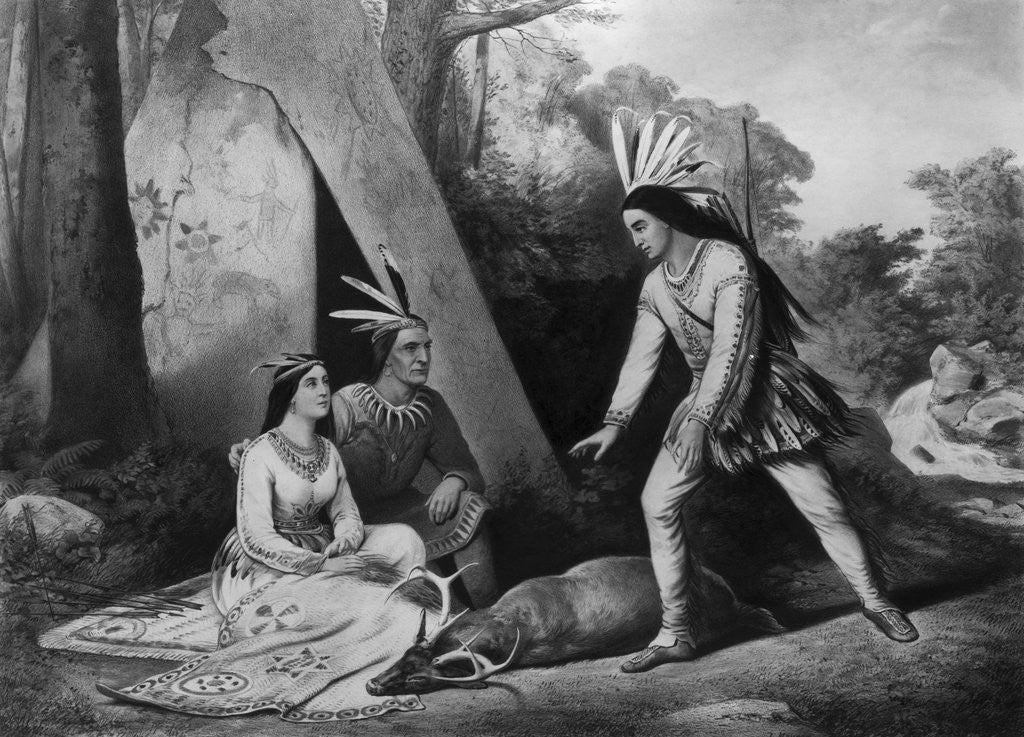 Detail of Hiawatha's Wooing by Currier & Ives