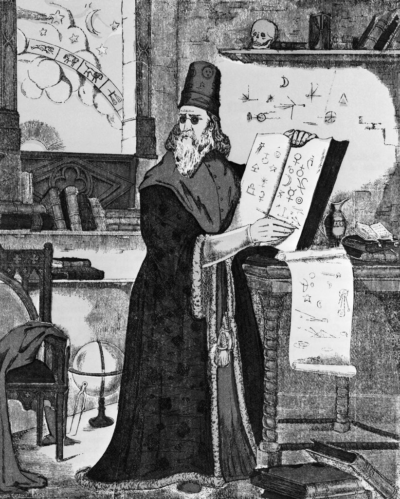 Detail of Portrait of Nostradamus Prophesying by Jean C. Pellerin