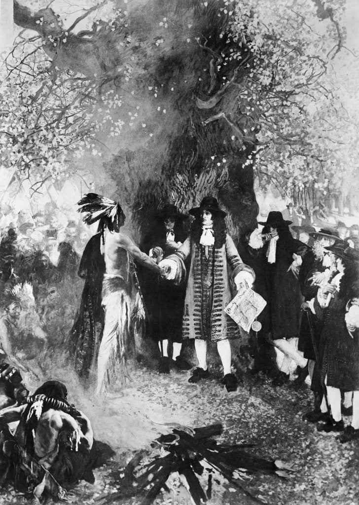 Detail of Painting of William Penn Shaking Hands with Lenape Leader by Anonymous