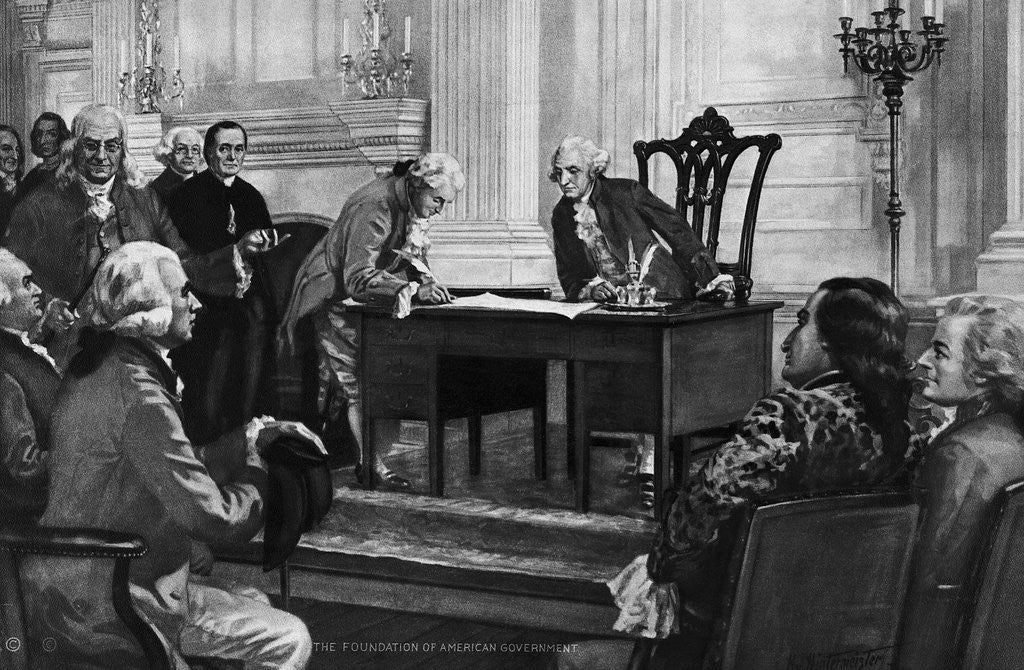 Detail of Washington Watching Man Sign Constitution by Anonymous