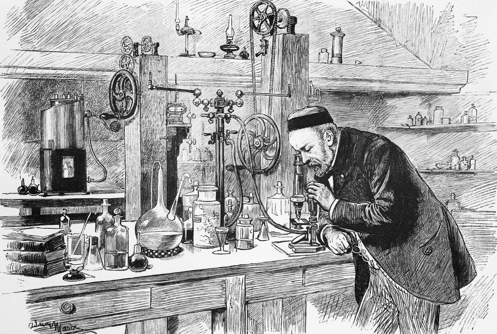 Detail of Louis Pasteur Looks Thru Microscope;Illu by Anonymous