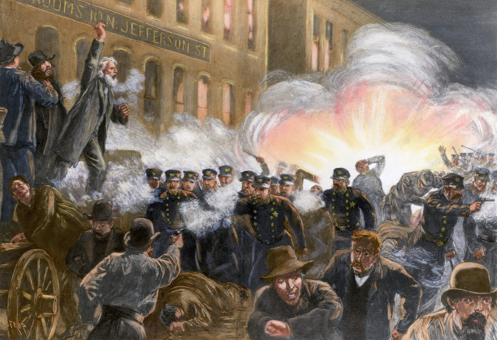 Detail of Illustration of Haymarket Riot in Chicago by T. de Thulstrup