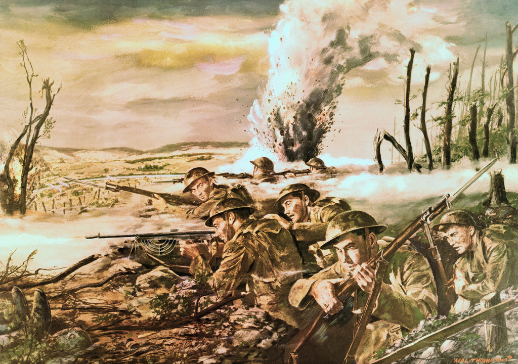 Detail of Painting of U.S. Army Soldiers in Action near Mezy by Harry Everett Townsend