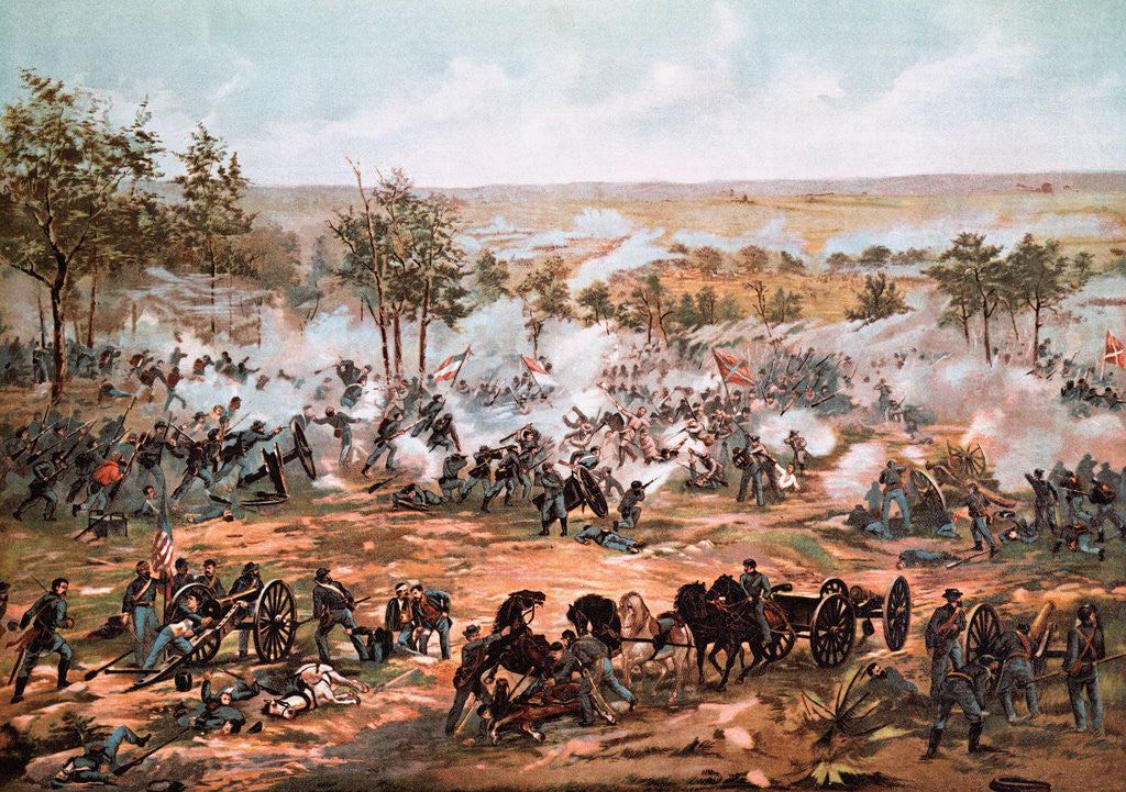 Detail of Color Lithograph Showing the Battle of Gettysburg by Corbis