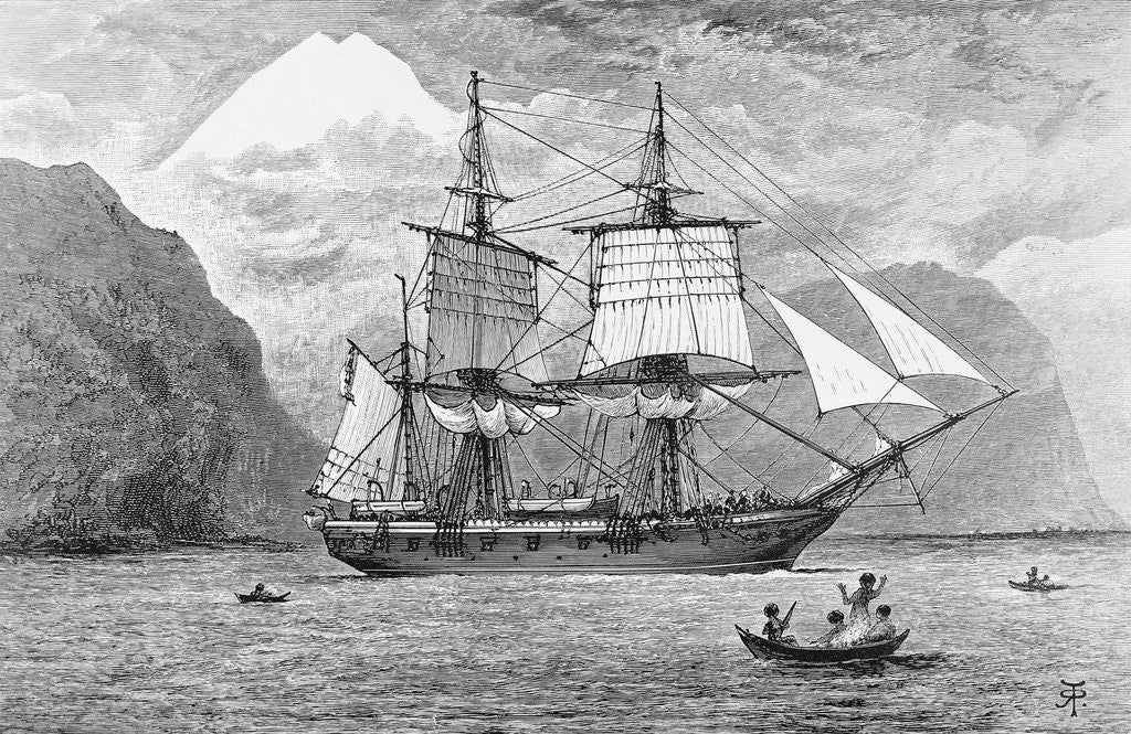 Detail of HMS Beagle in Straits of Magellan by Anonymous