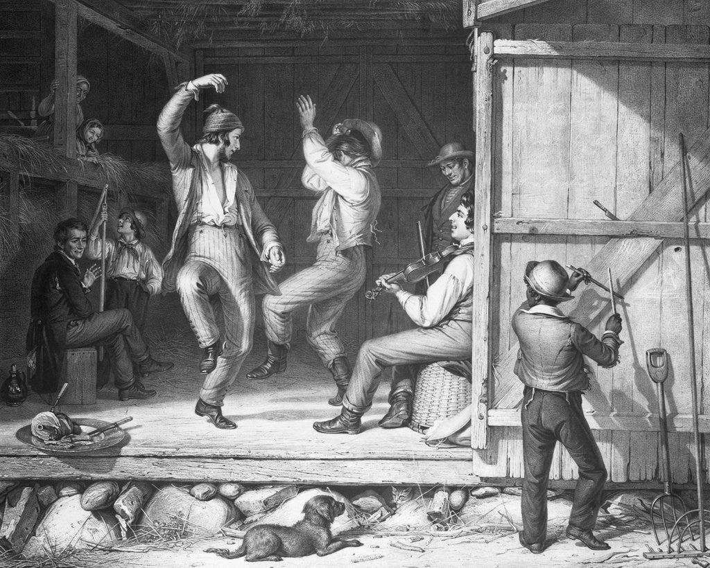 Detail of Two Men Barn Dancing With Fiddler by Anonymous