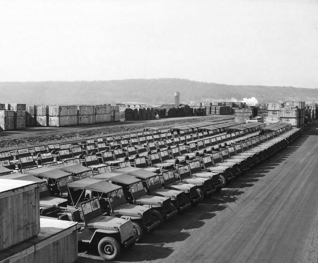 Detail of US Army Jeeps Parked at Army Depot by Anonymous