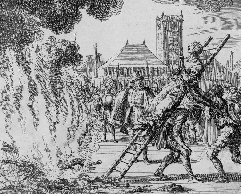 Detail of Anneken Hendriks Being Hoisted to the Fire by Jan Luyken