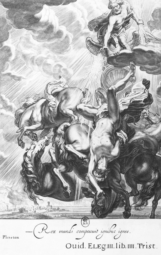 Detail of Engraving of Phaeton Struck Down by Zeus' Thunder by Corbis