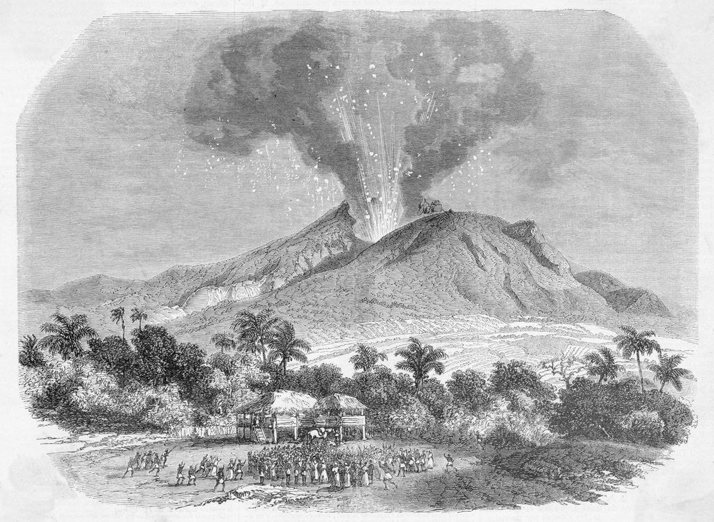 Detail of Eruption of Mount Pelee, in the Island of Martinique Engraving by Corbis