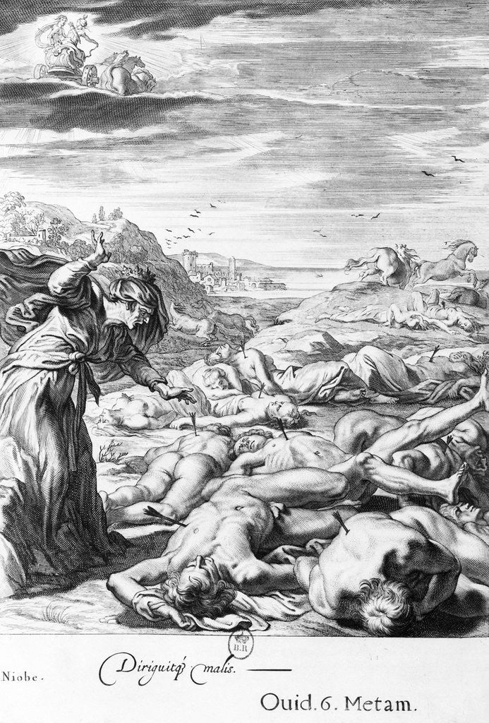 Detail of Engraving of Niobe's Children Killed by Apollo by Anonymous