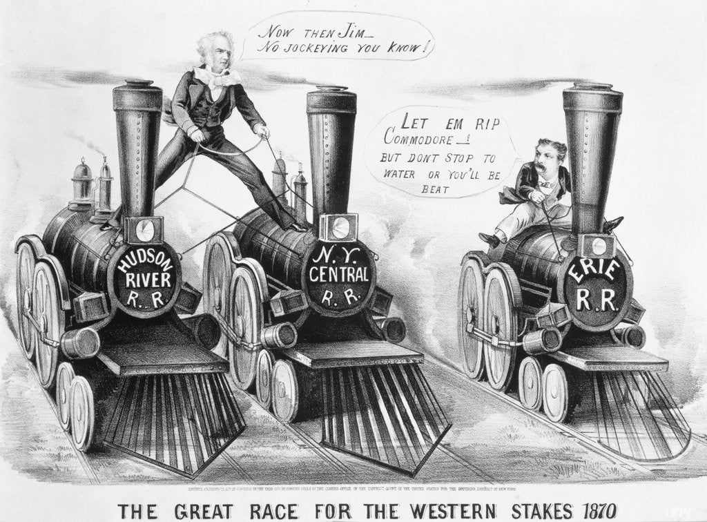 Detail of Cartoon- Owners Race Rr Engines by Corbis