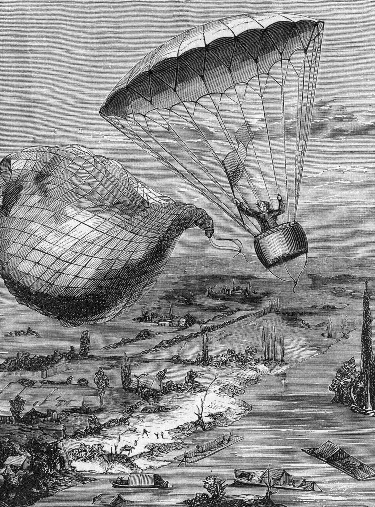 Detail of M. Garnerin In A Parachute,Illustration by Anonymous