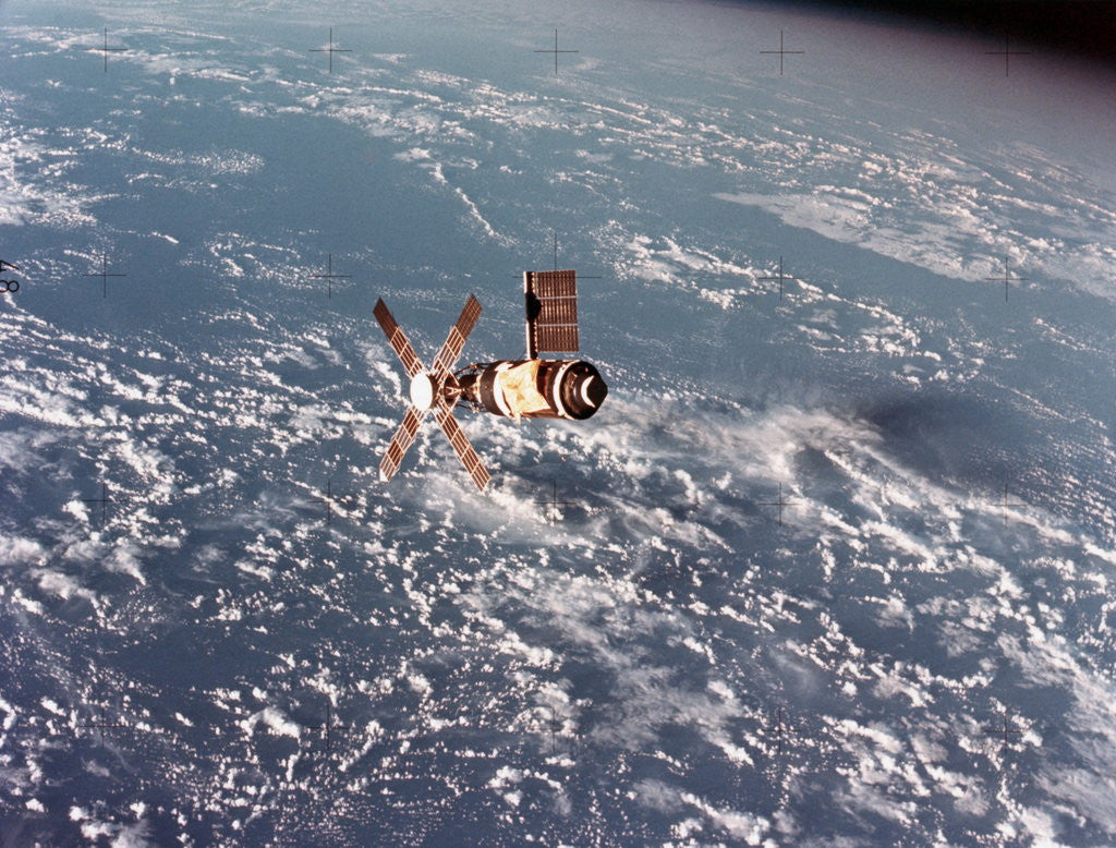 Detail of Skylab Space Station in Orbit Over Earth by Anonymous