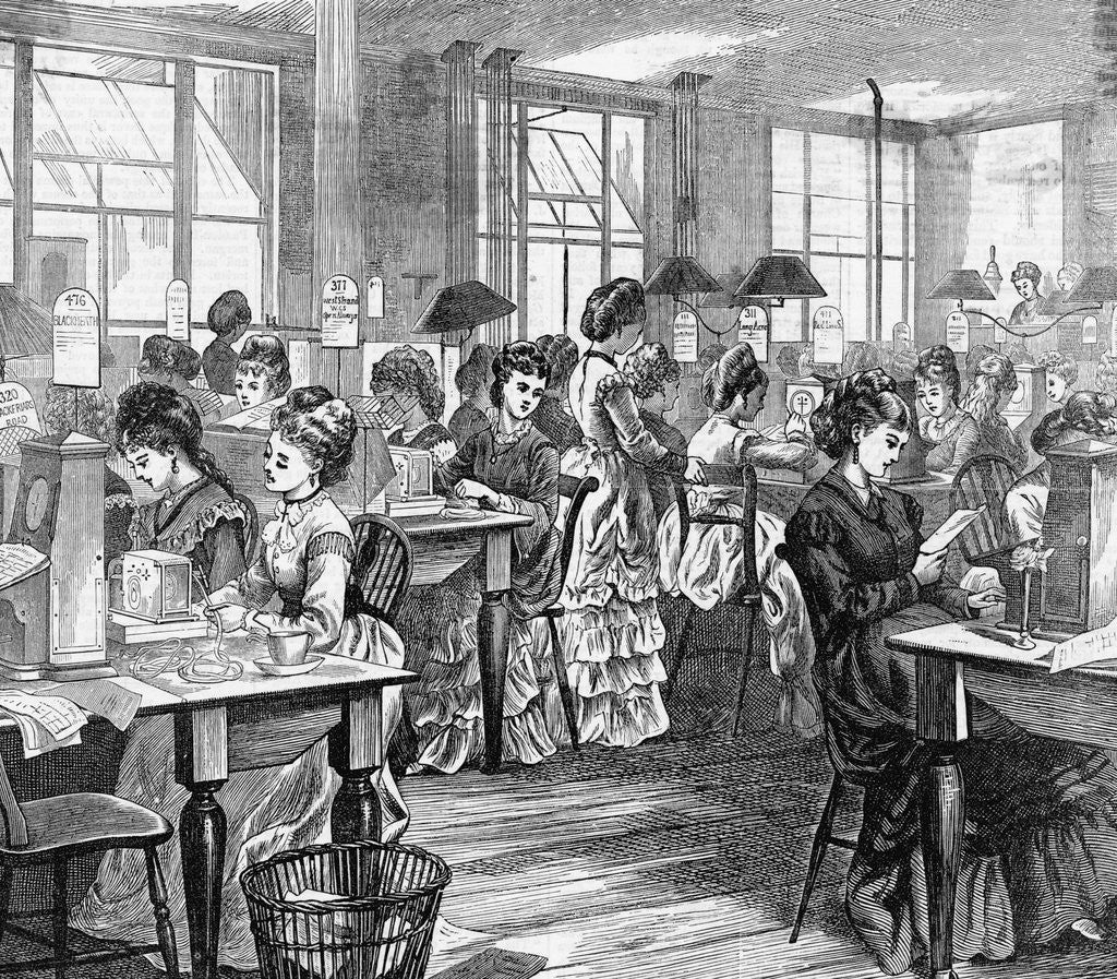 Detail of Illustration of Women Working in Telegraph Office by Anonymous